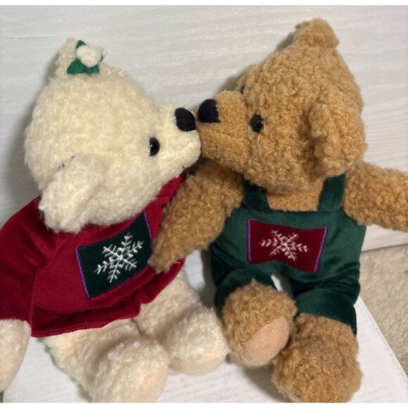Hallmark Christmas Plush Kiss Kiss Mistletoe Kissing Bears Magnetic Noses 9" - Picture 7 of 11